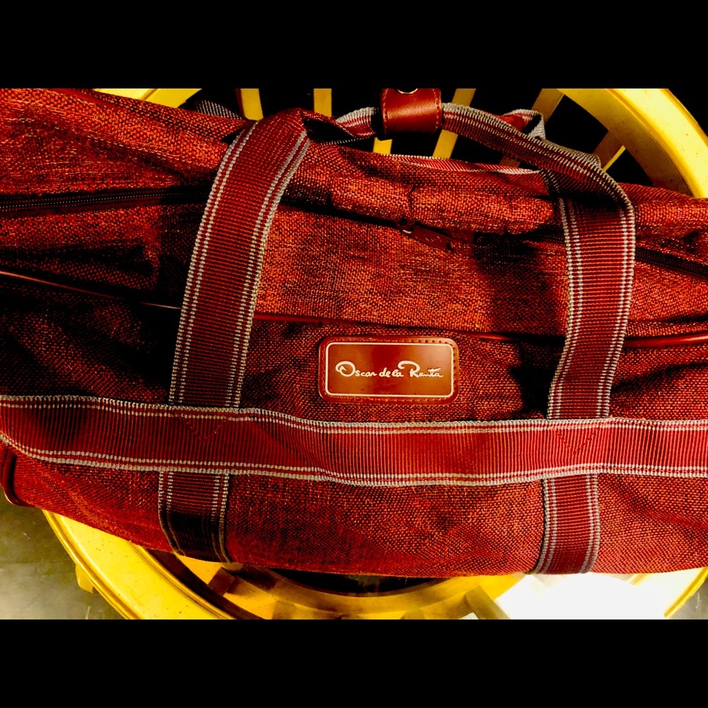 Vintage Oscar de la Renta luggage. Vintage tweed.